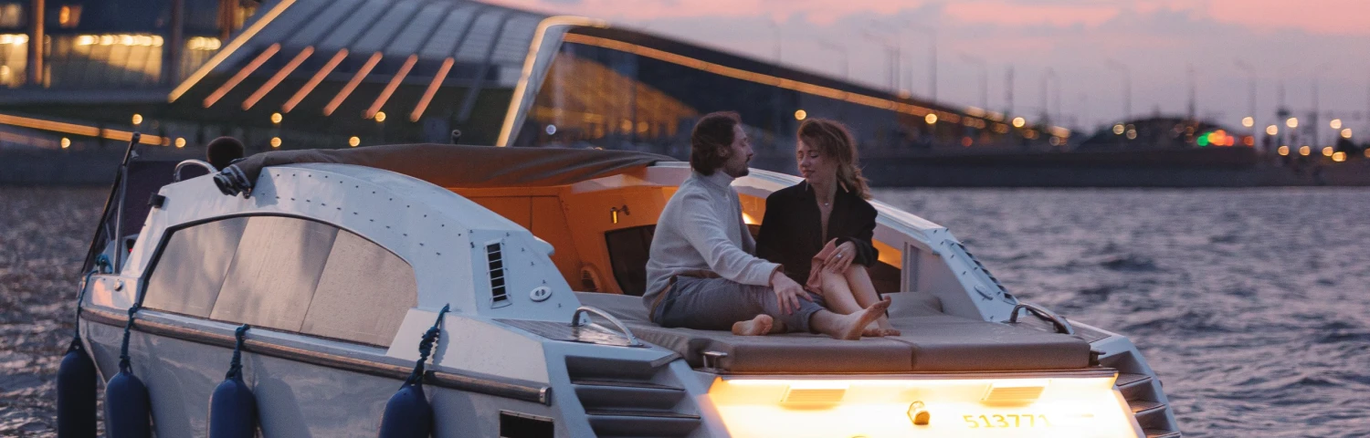 Romanic boat date in St. Peterburg