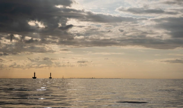 There's only the sea ahead! Actually, no, Kronstadt is already visible in the middle.