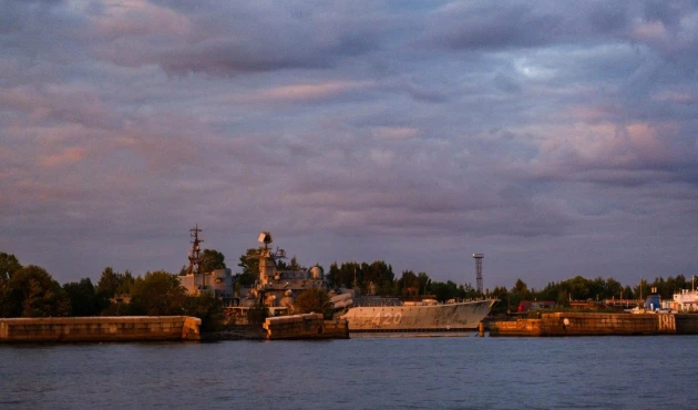 Decommissioned ships await their fate in the harbor of the Marine Plant