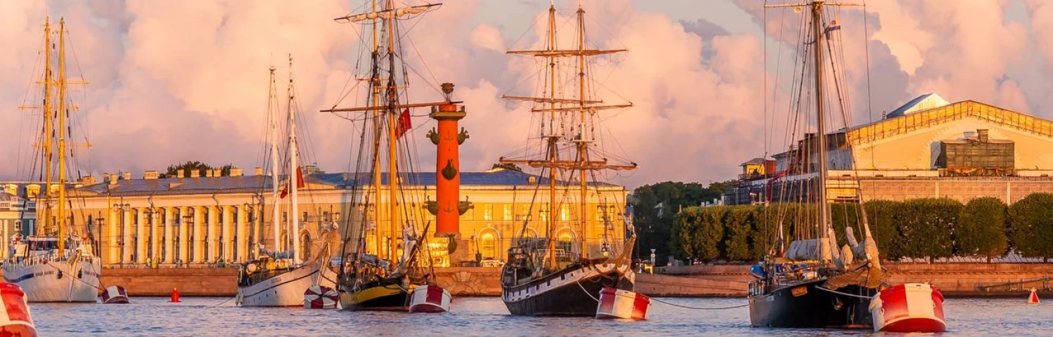 Warships showoff in the Neva river