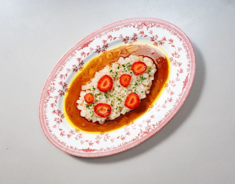 Scallop and langoustine tartare with honey-shiso sauce
