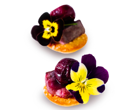 Duck with wild cherries on toast
