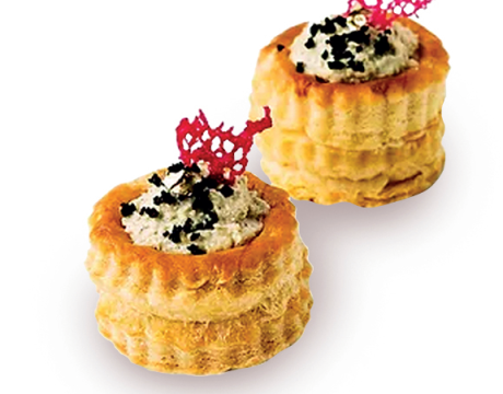 Vol au vent with chicken terrine
