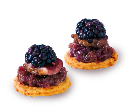 Duck with blackberries and onion confit