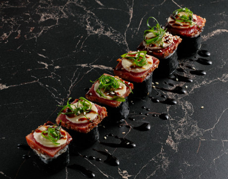 Marinated Bigeye Tuna with Mango Dashi and Banana