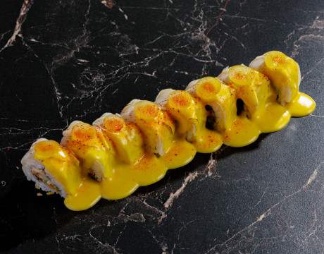 Seared Squid Rolls with Grapes and Mango Sauce