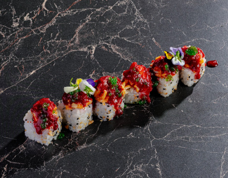Eel, Sweet Cherry, and Squid Tempura Rolls