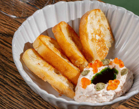 Salmon rillettes with red caviar