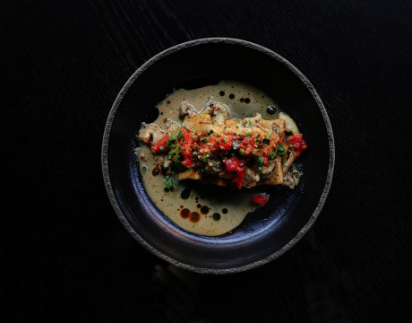 Grilled Avocado, Mushrooms, Tofu