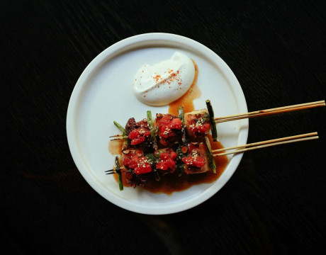 Grilled Squid, Kombu-Kimchi, Yogurt