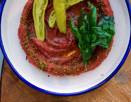 Beet Hummus with Lemon Pepper